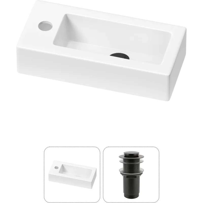 Комплект 2 в 1 Wellsee Bathroom Sink накладная/подвесная раковина 37x18 см, состоит 20215882R