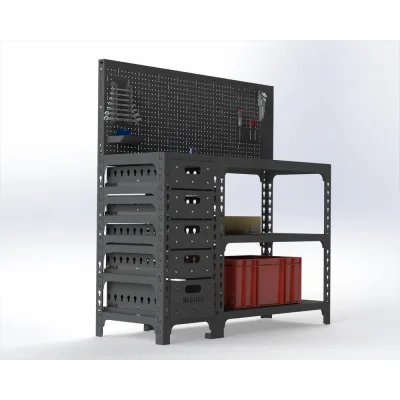 Стол-верстак ООО Металекс c одной тумбой 950x1400x400 мм, перфопанель с комплектом аксессуаров, серый 111828
