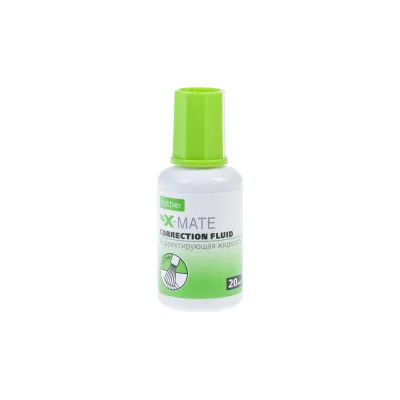 Корректирующая жидкость Hatber X-Mate, на химической основе, 20 мл, с кисточкой 12 шт 071178