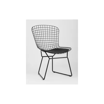 Стул для кухни обеденный Стул Груп Bertoia, черный, с черной подушкой BTY-18-P6 BL/BL