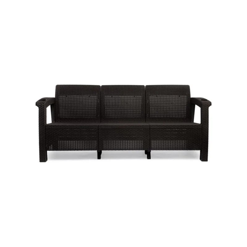 Диван ротанг 3-х местный 188x70x79 см мокко HOMLYGREEN ARD132856