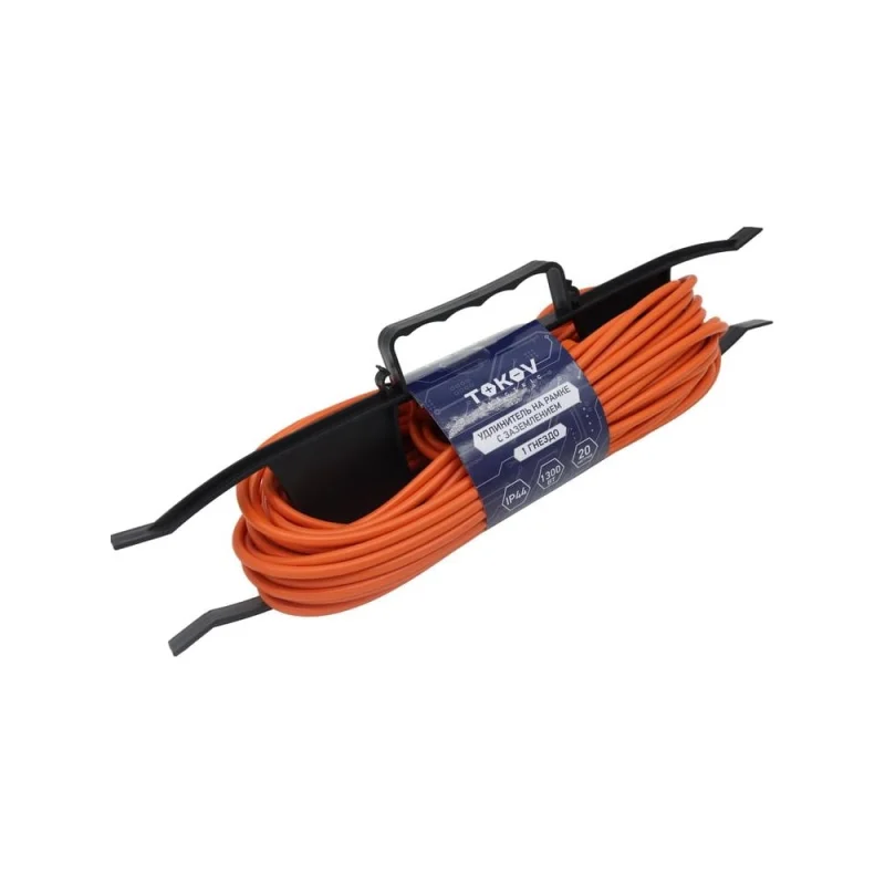 Удлинитель-шнур TOKOV ELECTRIC на рамке 1x20м с заземл. 6а ip44 3x0.75 с защ. крышкой TKE-SR20-075-Z