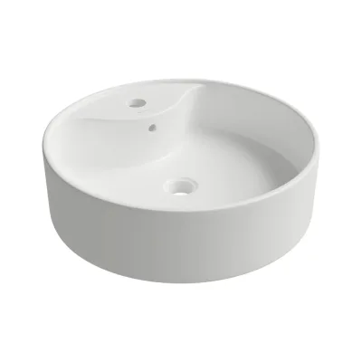 Раковина накладная круглая с отверстием под смеситель AQUEDUTO ESPIRAL D460 белый глянцевый ESP0610