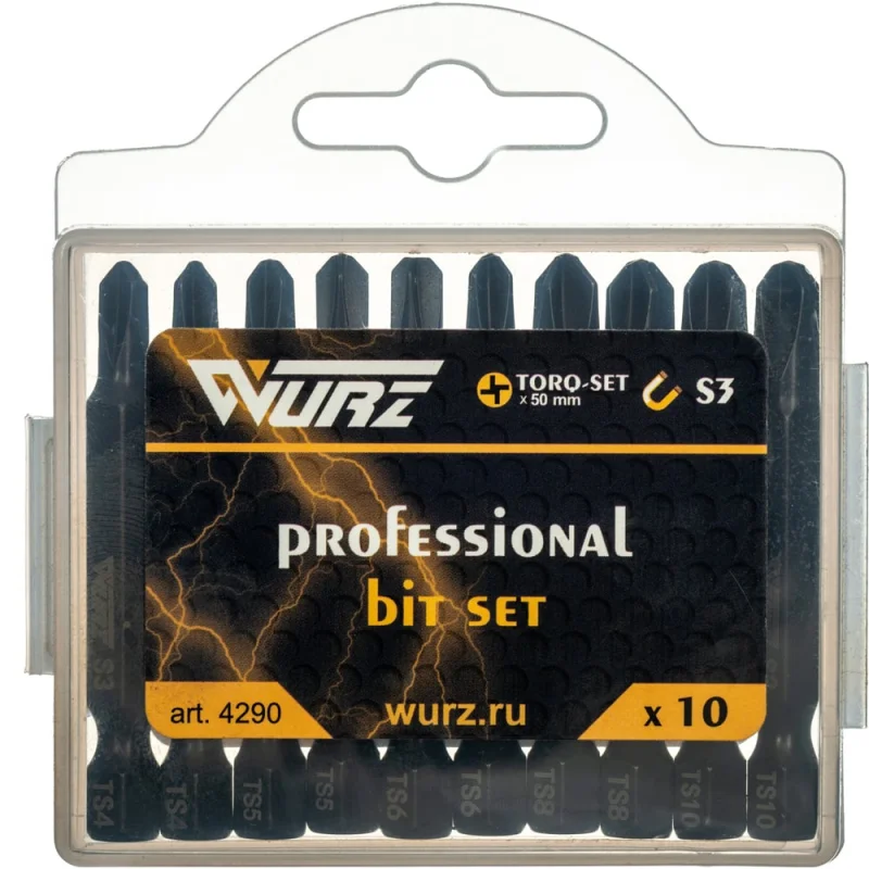 Набор бит Torq-set 50 мм, S3, 10 шт WURZ 4290