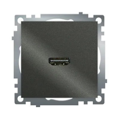 Механизм розетки HDMI STEKKER 2.1, Type A, серия Катрин, графит, GLS00-7118-06, 50059