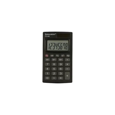 ΠΠ°ΡΠΌΠ°Π½Π½ΡΠΉ ΠΊΠ°Π»ΡΠΊΡΠ»ΡΡΠΎΡ BRAUBERG PK-408-BK 97x56 ΠΌΠΌ, 8 ΡΠ°Π·ΡΡΠ΄ΠΎΠ², Π΄Π²ΠΎΠΉΠ½ΠΎΠ΅ ΠΏΠΈΡΠ°Π½ΠΈΠ΅, ΡΠ΅ΡΠ½ΡΠΉ 250517