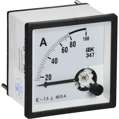 Амперметр IEK э47 80/5а, класс точности 1.5, 72x72мм IPA10-6-0080-E