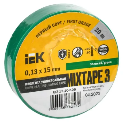 Изолента ПВХ 15мм, 20м, зеленая IEK ИЭК UIZ-13-10-K06