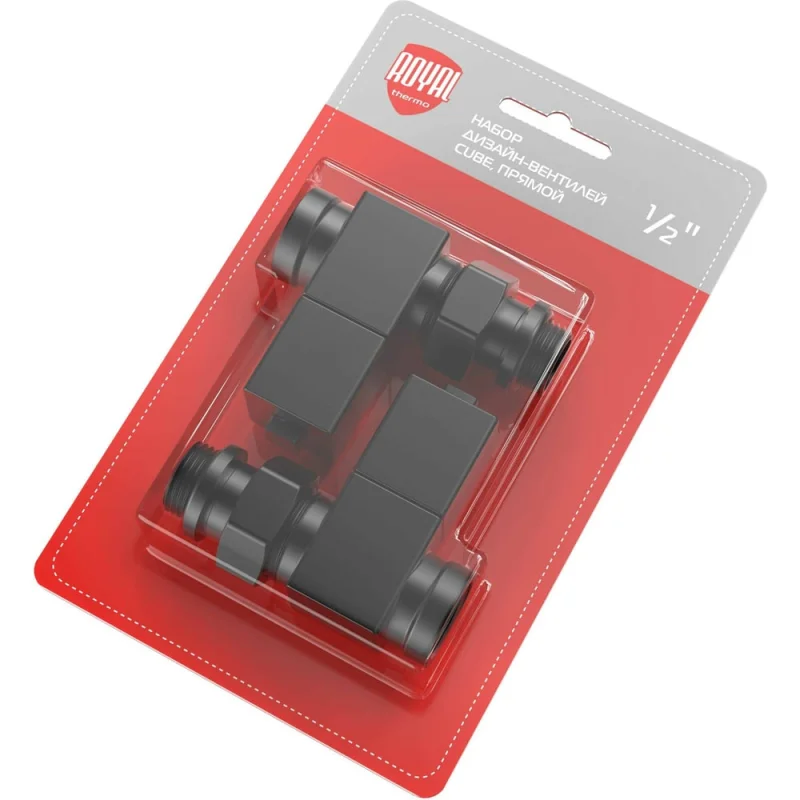 Набор дизайн-вентилей ROYAL THERMO CUBE прямой, черный, 1/2" НС-1422575