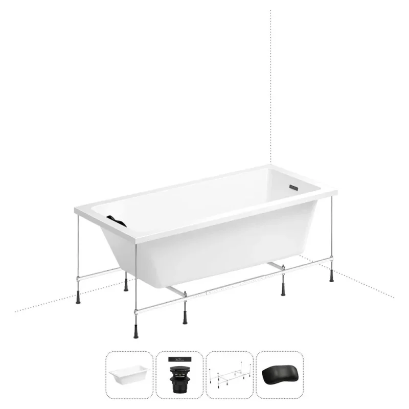 Акриловая ванна Wellsee 150х80 см FreeDom 2.0 в наборе 4 в 1 20212787R