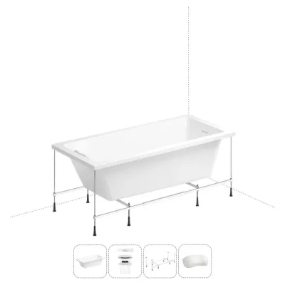Акриловая ванна Wellsee 150х80 см FreeDom 2.0 в наборе 4 в 1 20212784R