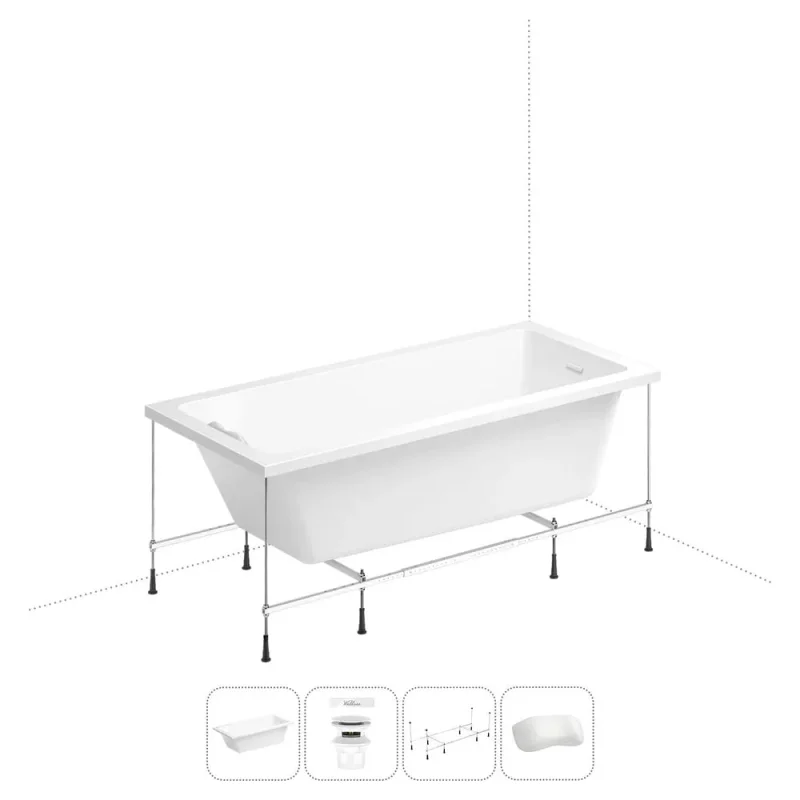 Акриловая ванна Wellsee 150х80 см FreeDom 2.0 в наборе 4 в 1 20212784R