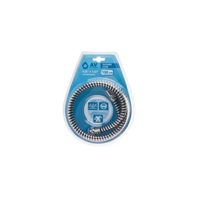 Шланг душевой AV Engineering, PVC, 1/2 г-г 150 см, хром-черн. AVSSS-107
