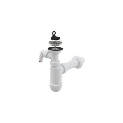 Бутылочный сифон для умывальника Alca Plast литоый выпуск 1 1/4"x40 с прямой трубкой 40 мм, нерж/сетка A41P 025-1338