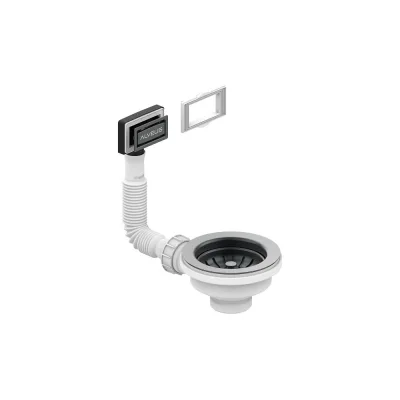Выпуск для мойки ALVEUS 114 anthracite с рамкой и заглушкой (гофра) 1144843