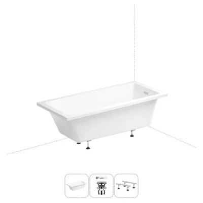 Акриловая ванна Wellsee 180х85 см FreeDom 2.0 в наборе 3 в 1 20212795R