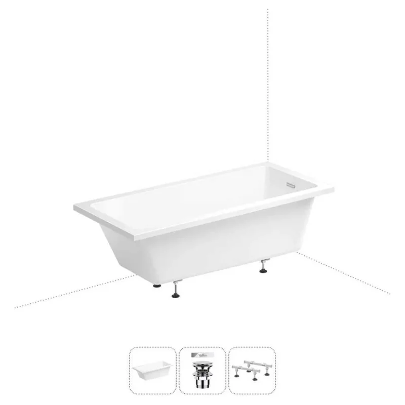 Акриловая ванна Wellsee 180х85 см FreeDom 2.0 в наборе 3 в 1 20212795R