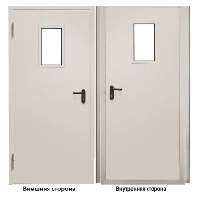 Дверь противопожарная Промет ДПС-EIS-60 со стеклом левая серый RAL 7035 950х2050 мм