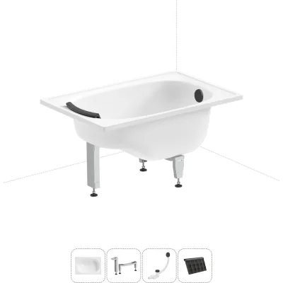 Комплект 4 в 1 Sanitana BLB Europa Mini стальная ванна 105x70 с ножками, сифоном и подгол 20220547R