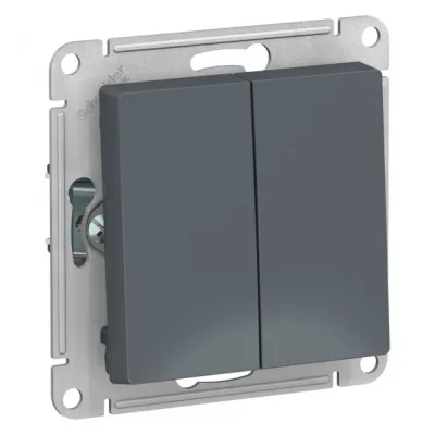 Переключатель Systeme Electric AtlasDesign двухклавишный встраиваемый грифель (ATN000765)