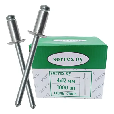 Заклепка вытяжная SORREX 4x12 мм OY, 1000 штук SSD 40120