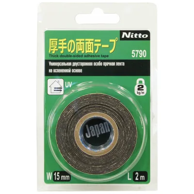 Лента универсальная двусторонняя особо прочная на вспененной основе Nitto 5790, 15 мм × 2 м 5790 15MMX2M