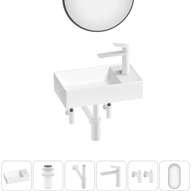 Мини-раковина для ванной комнаты или туалета Wellsee WC Area в наборе 6 в 1 20218098R