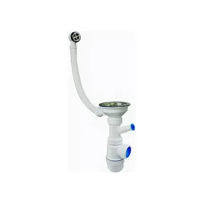 Сифон VIRPLAST Элит 3.1/2х40 с нерж.чаш., с отводом д/ст.м с круглым переливом 100334 30986177