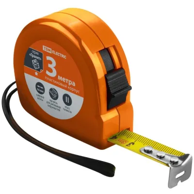 Рулетка TDM ELECTRIC длина 3 м, стальная лента, ширина 16 мм, пластиковый корпус, "Гранит" SQ1018-0101