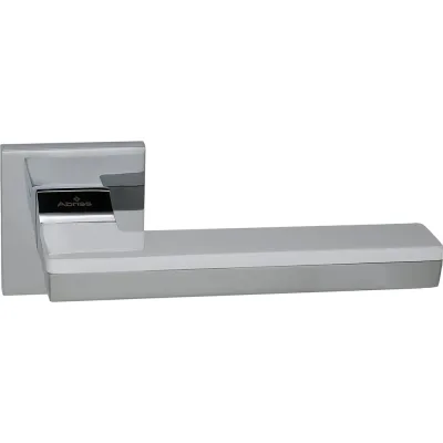 Цинковая ручка на раздельном тонком основании ABRISS R50.122 CP/WH хром/белая вставка 30019