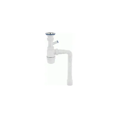 Сифон VIRPLAST Элит 1.1/2 с нерж.чашкой, с отводом д/ст.м и гофрой 40/50 L800мм 100410 30986143