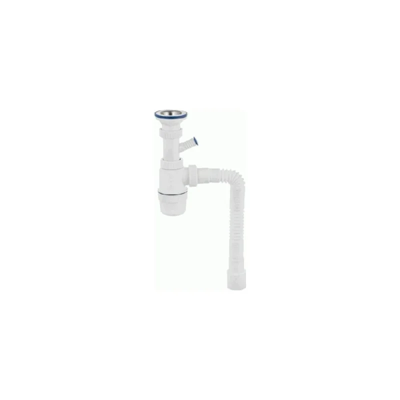 Сифон VIRPLAST Элит 1.1/2 с нерж.чашкой, с отводом д/ст.м и гофрой 40/50 L800мм 100410 30986143
