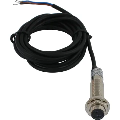 Диффузионный фотодатчик INNOCONT М12x1, зона срабатывания до 10 см, -10 +60 С, 12…24 VDC, IP67, выход: PNP NO, макс. ток 200 мА, время реакции 3 мс, кабель 2 м PES-D12-PO10D