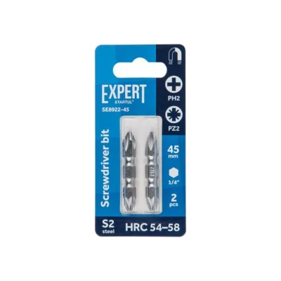 Бита двусторонняя для шуруповерта Expert PH2-PZ2, 45 мм, 2 шт STARTUL SE8922-45