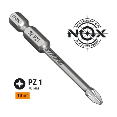 Бита торсионная STRONG (10 шт; PZ1х70 мм; бокс; E6.3) NOX 337170
