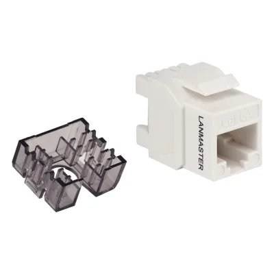 Модуль Keystone LANMASTER RJ45, неэкранированный, категория 6A, без шторки, 180 градусов, белый LAN-OK45U6A/180N-WH
