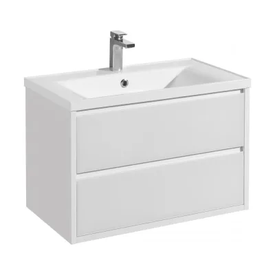 Тумба AQUATON Римини 80 с раковиной Айрис М 80, цвет белый глянец 1A2267V2RN010