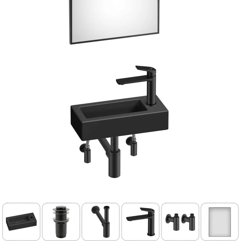 Комплект Wellsee 6 в 1 Lavinia Boho Bathroom Sink накладная/подвесная раковина 37x18 см 20219522R