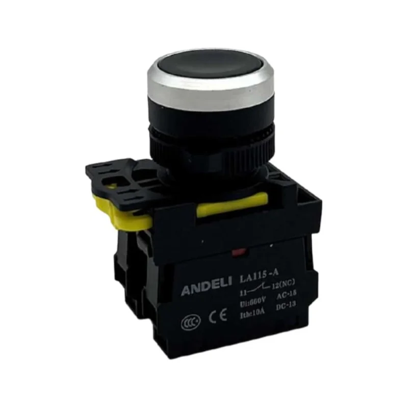 Кнопка ANDELI LA115-A5-10BN/2 черный 1НО IP65 ADL10-308