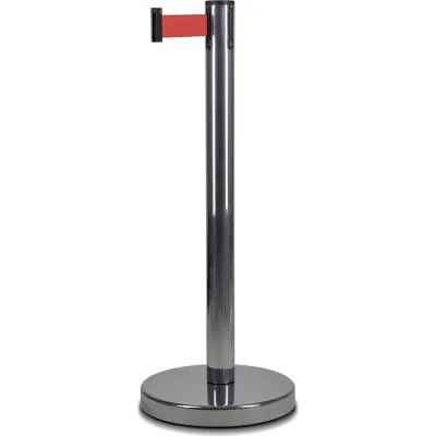 Стойка ограждения Rusbarrier с лентой 5 м BSLN-327635 CHROME red