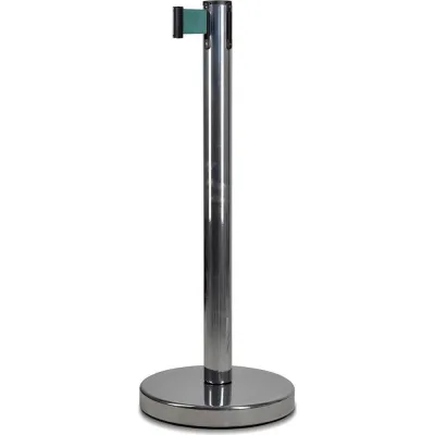 Стойка ограждения RUSBARRIER с лентой 5 м BSLN-327635 CHROME green