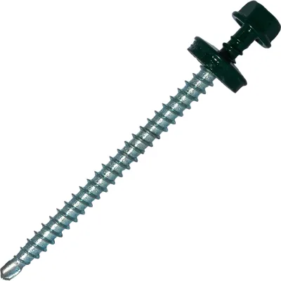 Саморез кровельный по дереву HARDWEX ТМ HWX2-W-P5-4.8x70 мм, св.№1, RAL 6005, 100 шт. 5190000023354