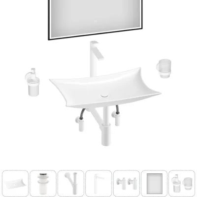 Комплект 7 в 1 Wellsee Lavinia Boho Bathroom Sink накладная раковина 59x39 см 3331111 20219368R