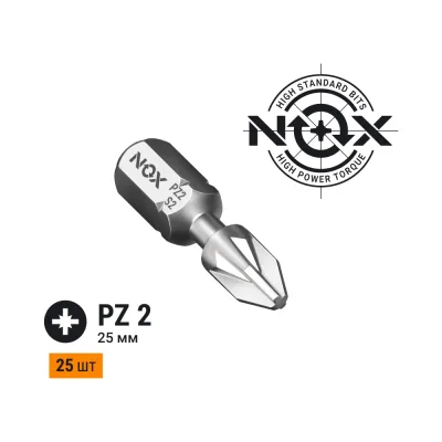 Бита TORSION STRONG PZ2, 25 мм, 25 шт, бокс, E6.3 NOX 337225