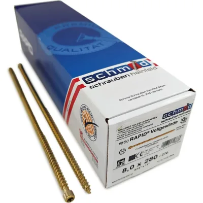 Шурупы Simpson Schmid Rapid FT CL 8.0x280/270 TX40 жёлтый цинк, полная резьба, цилиндр, 50 шт. 1131740802800001