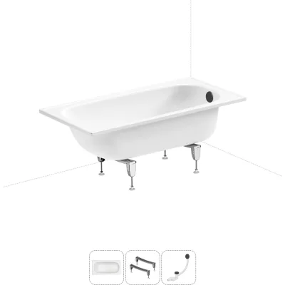 Стальная ванна 140х70 см Sanitana BLB Europa 20220607R в наборе 3 в 1 20220607R