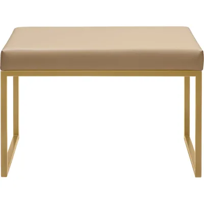 Банкетка GreenWeen ALBA SMART, золотой каркас, сидение экокожа цвет Light Beige, 650x350x450 GW-ALBASMART-LEA-650G-LB