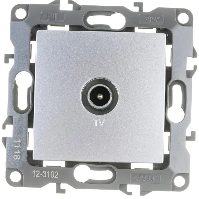 Розетка TV ЭРА 12-3102-03 проходная, IP20, 12, алюминий Б0027433