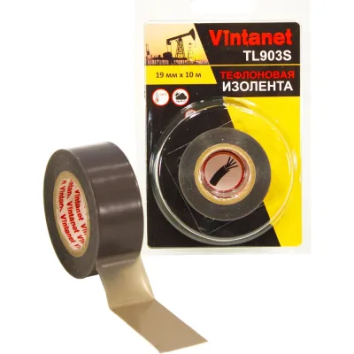 Изолента тефлоновая VINTANET 903S термостойкая, тонкая, силиконовый адгезив, 19 мм, 10 м TL903S 19MMX10M