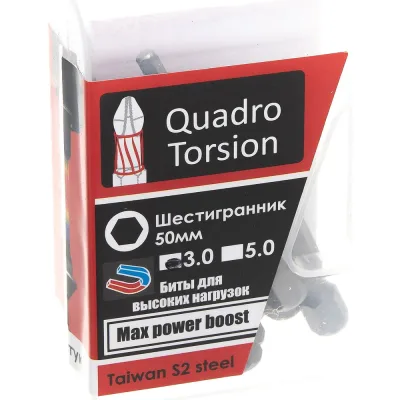 Бита (10 шт; 3х50 мм; 1/4; 6-гранная) Quadro Torsion 440350